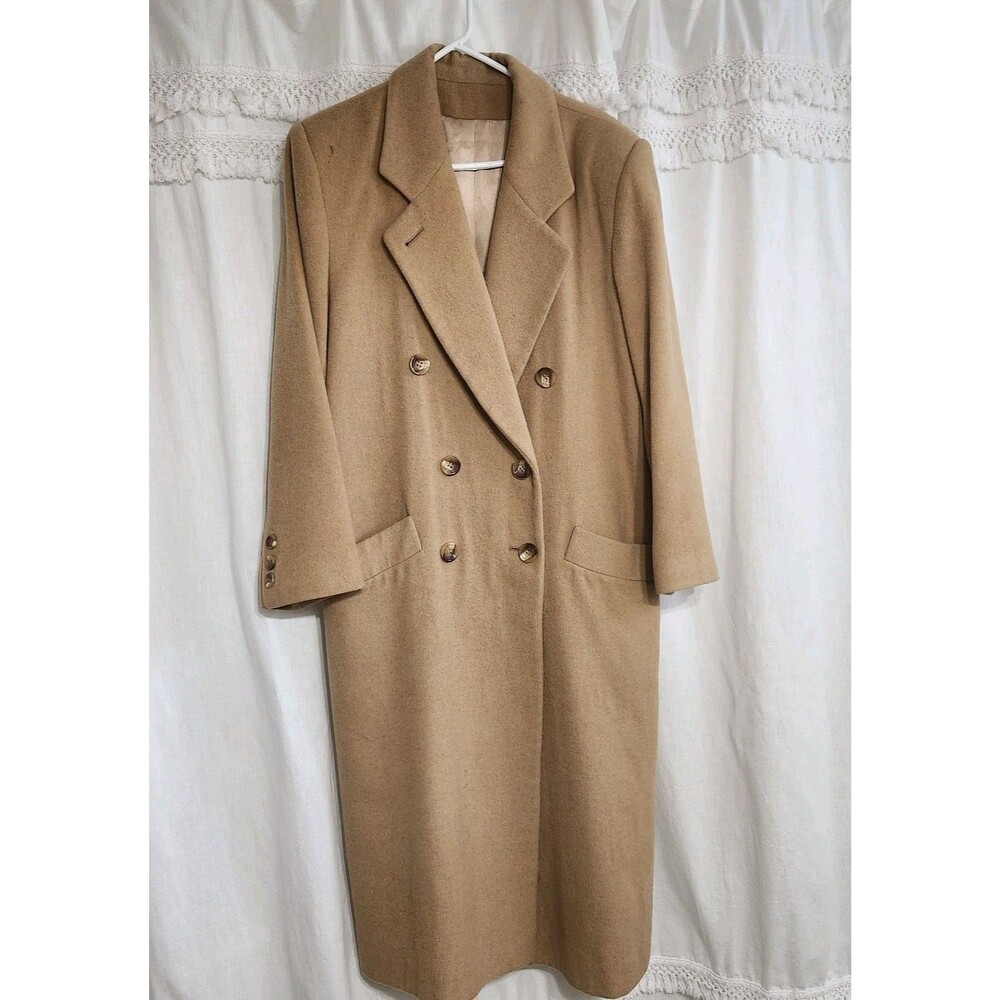 Vtg Jacobson's 100 Pure Camel Hair L/XL Maxi Overcoat  Double Breasted USA ILGWU